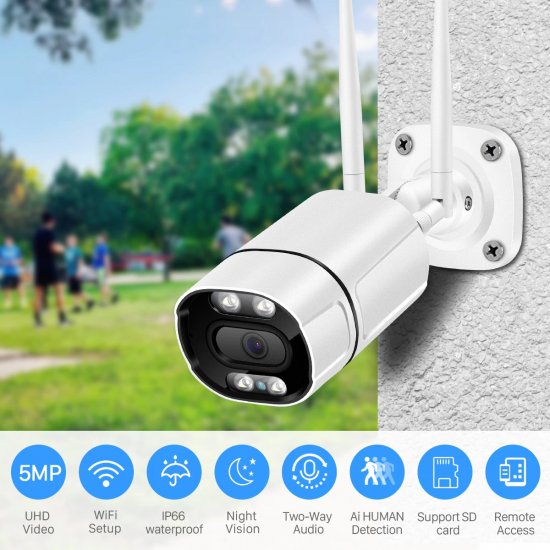 (image for) 5MP Wifi AI Bullet Camera FULL COLOR Night Vision - Click Image to Close