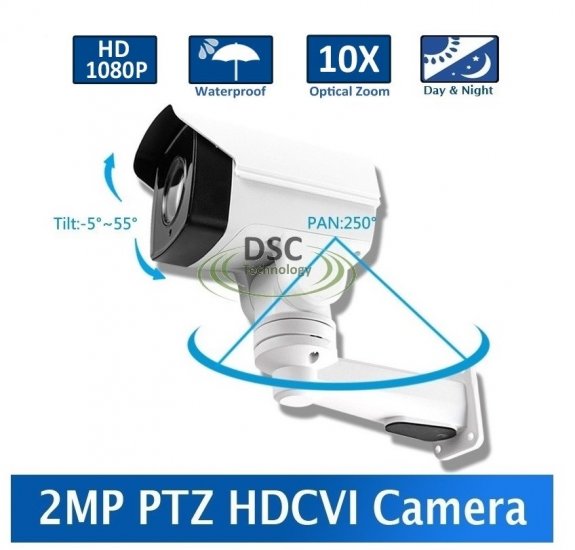 (image for) 2MP 10X Optical Zoom Auto Iris Bullet PTZ HDCVI Camera - Click Image to Close