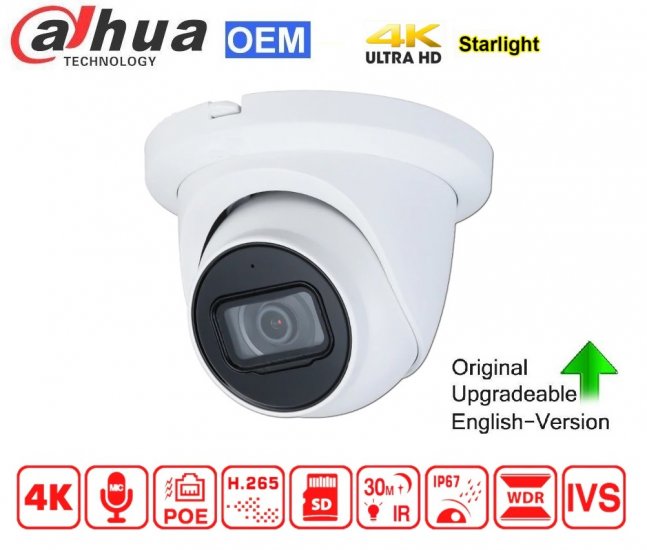 (image for) DAHUA POE 8MP WDR Starlight Fixed Turret Network Camera 2.8mm - Click Image to Close