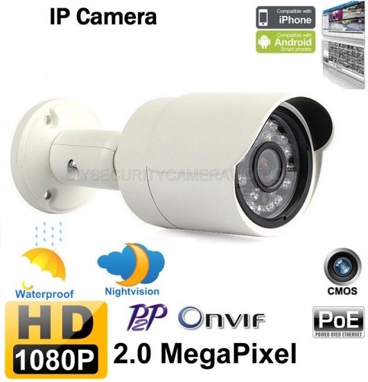 (image for) 1080P 2.0MP POE Bullet IP Security Camera 3.6mm Lens Onvif - Click Image to Close