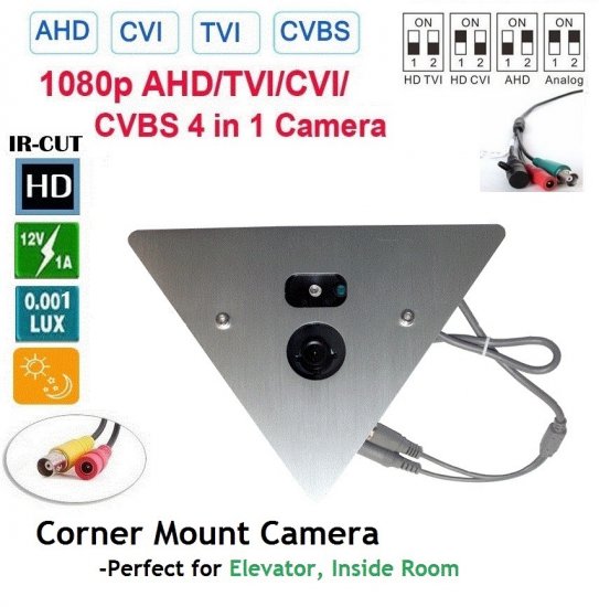 (image for) 1080P 2.4MP IR Corner Mount Security CCTV Camera 2.8mm Lens BNC - Click Image to Close