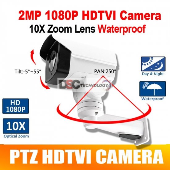 (image for) 2MP 10X Optical Zoom Auto Iris Bullet PTZ HDTVI Camera - Click Image to Close