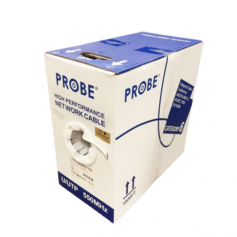 (image for) Bulk Cat6 White Ethernet Cable, Solid, UTP (Unshielded Twisted Pair), POE Compliant, Pullbox 1000 foot