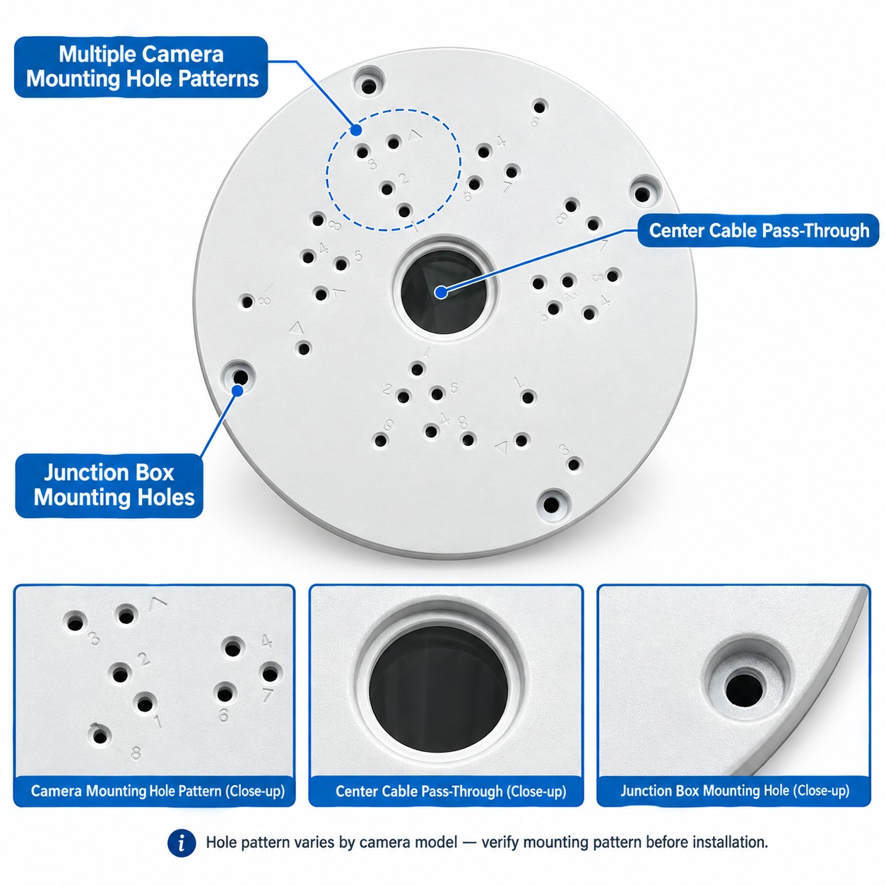 (image for) CCTV Camera Junction Box Aluminum Alloy Dome Bullet Camera Housing White 160mm Diameter Outdoor IP67 Surveillance Accessory