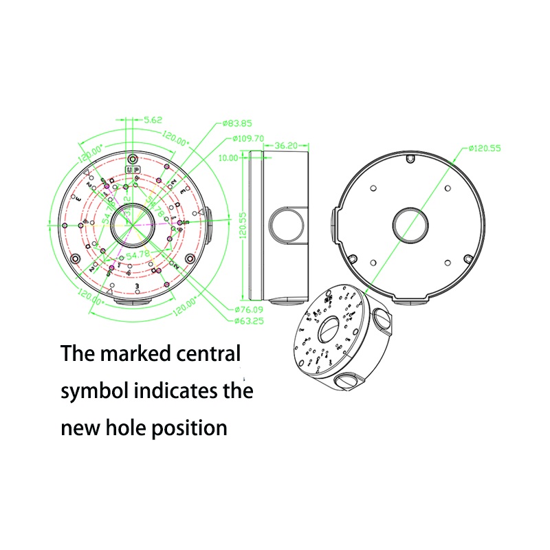(image for) CCTV Camera Junction Box Aluminum Alloy Dome Bullet Camera Housing White 120mm Diameter Outdoor IP67 Surveillance Accessory