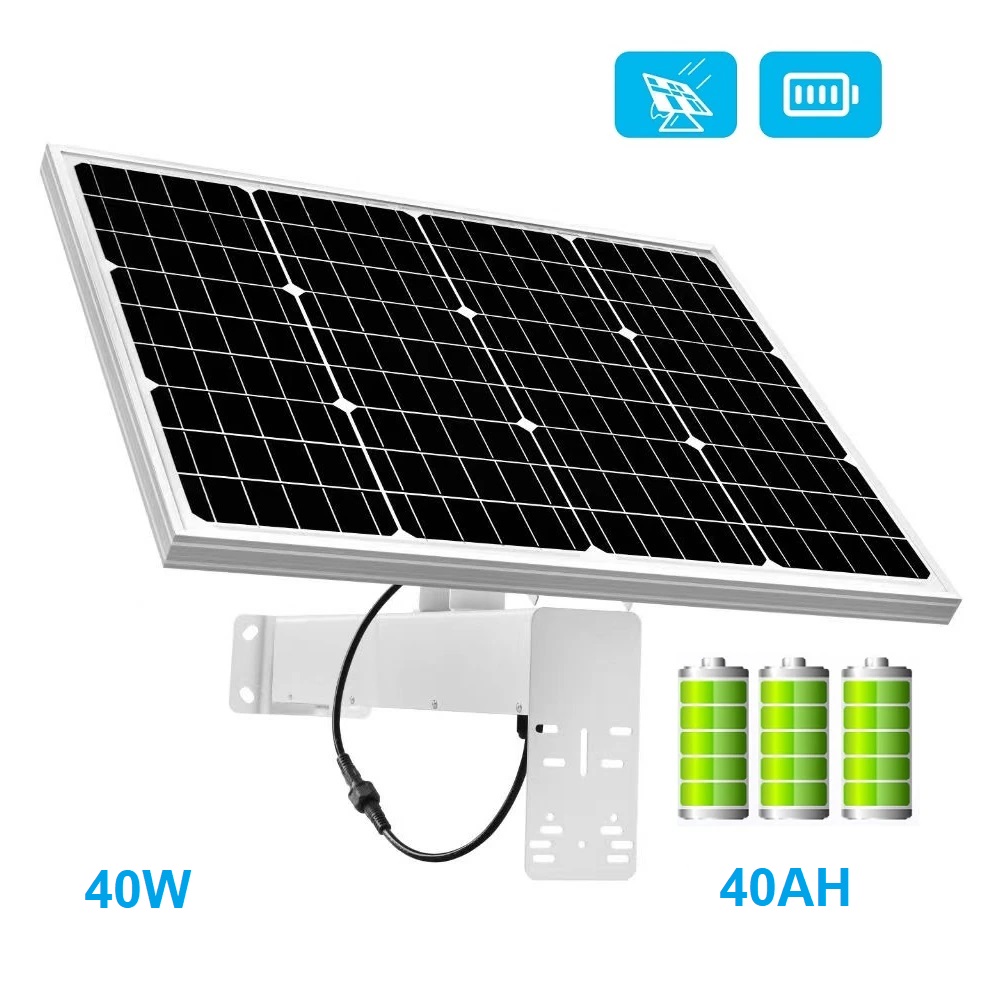 (image for) 40W Solar Panel Kit with 40A Battery, 12VDC 2.5A Output for Security Camera/4G/Wifi Camera