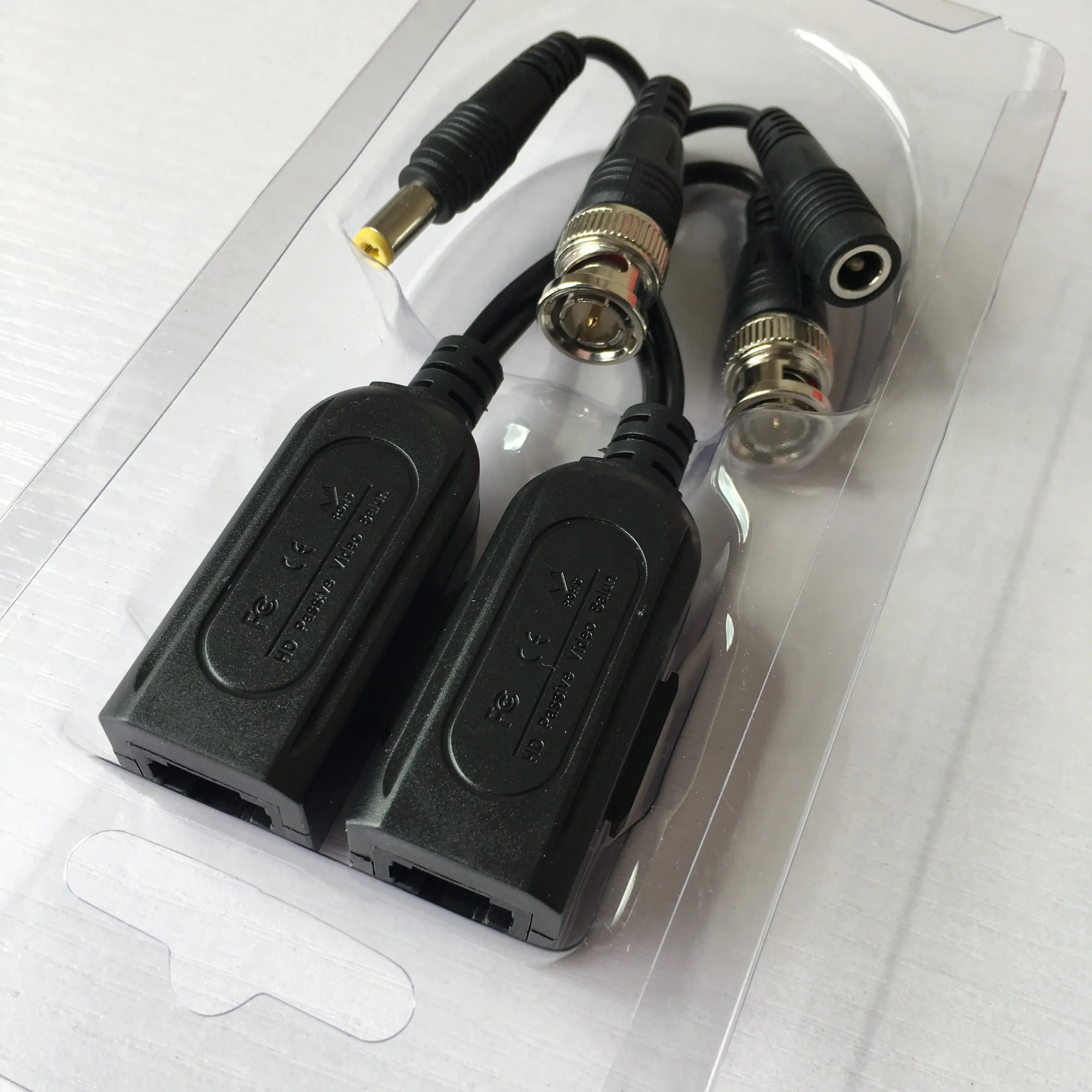 (image for) HD BNC to RJ45 CAT5 Video +Data +Power Balun Connector up to 8MP