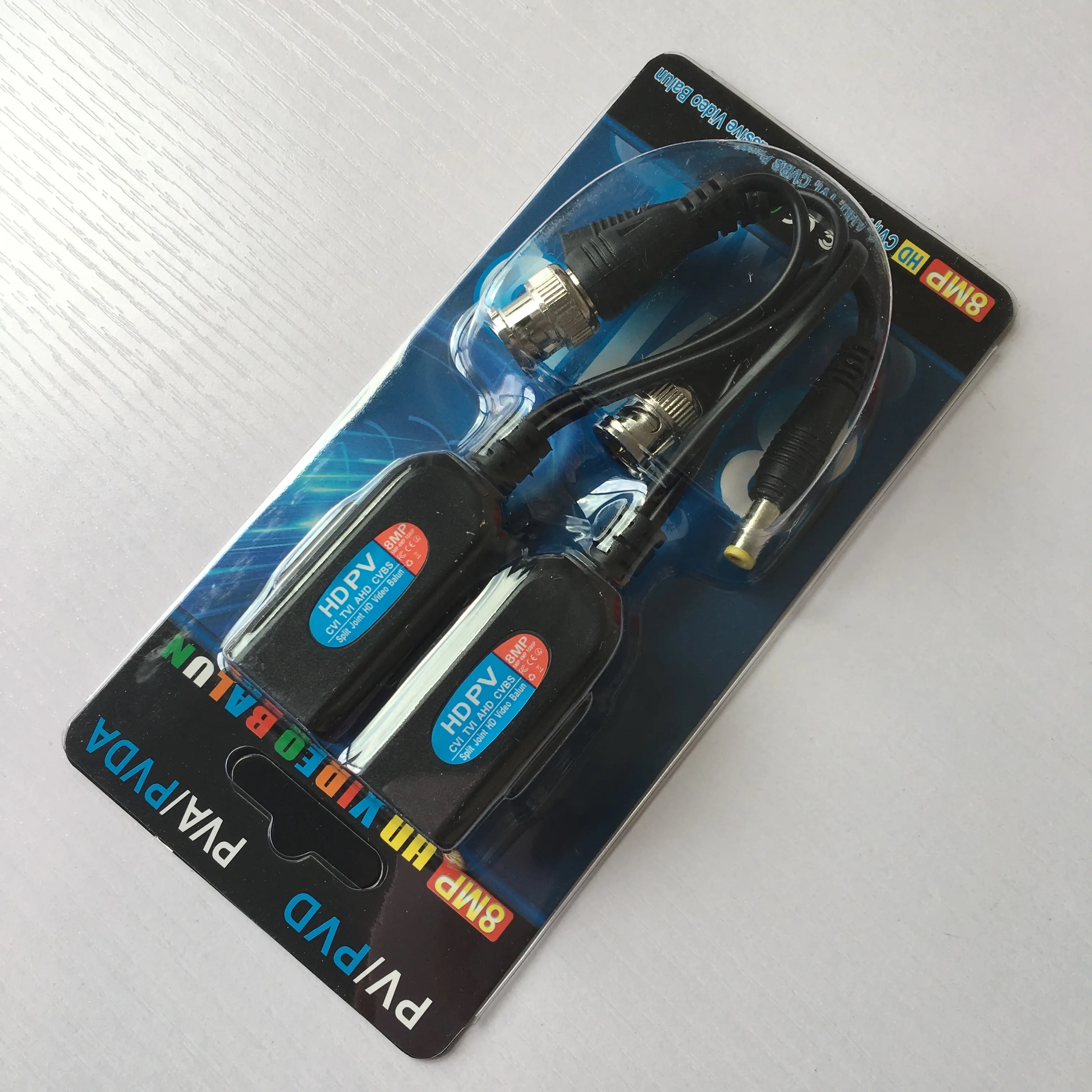 (image for) HD BNC to RJ45 CAT5 Video +Data +Power Balun Connector up to 8MP