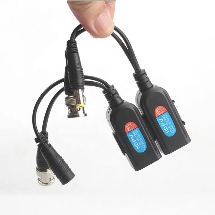 (image for) HD BNC to RJ45 CAT5 Video +Data +Power Balun Connector up to 8MP