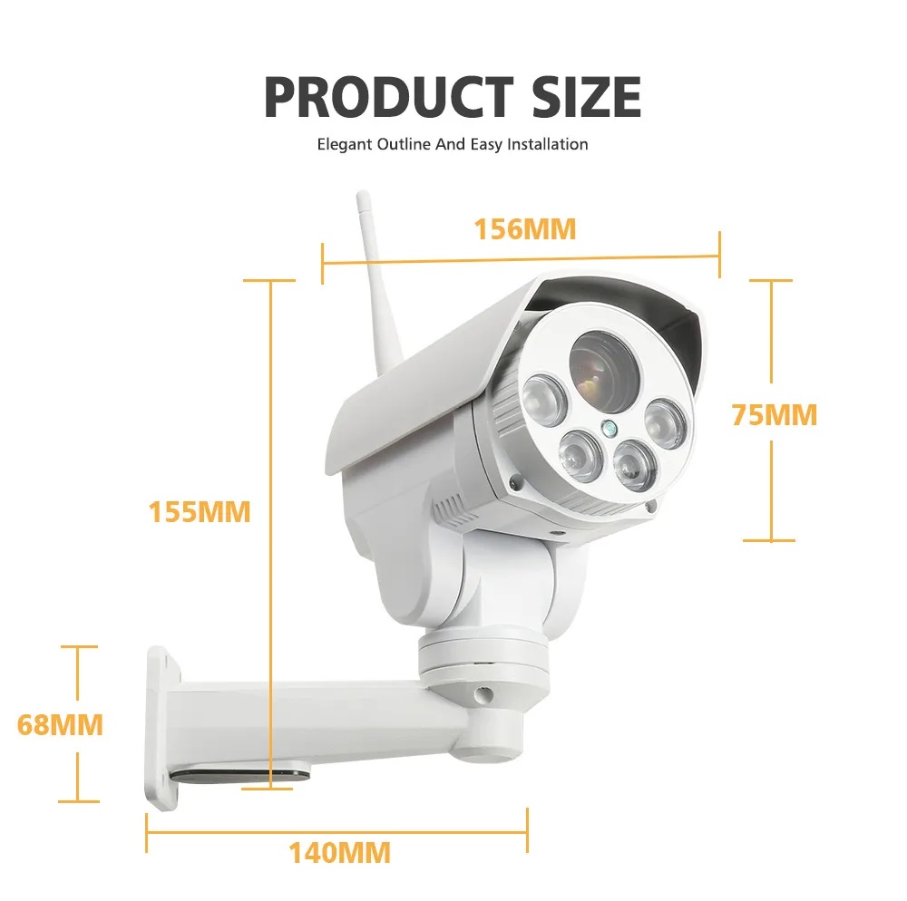 (image for) Super HD 5MP Wifi PTZ IP Camera Onvif Audio 5X Optical Zoom 5MP CCTV Security Bullet Cameras Outdoor IR 50M P2P CamHi - Click Image to Close