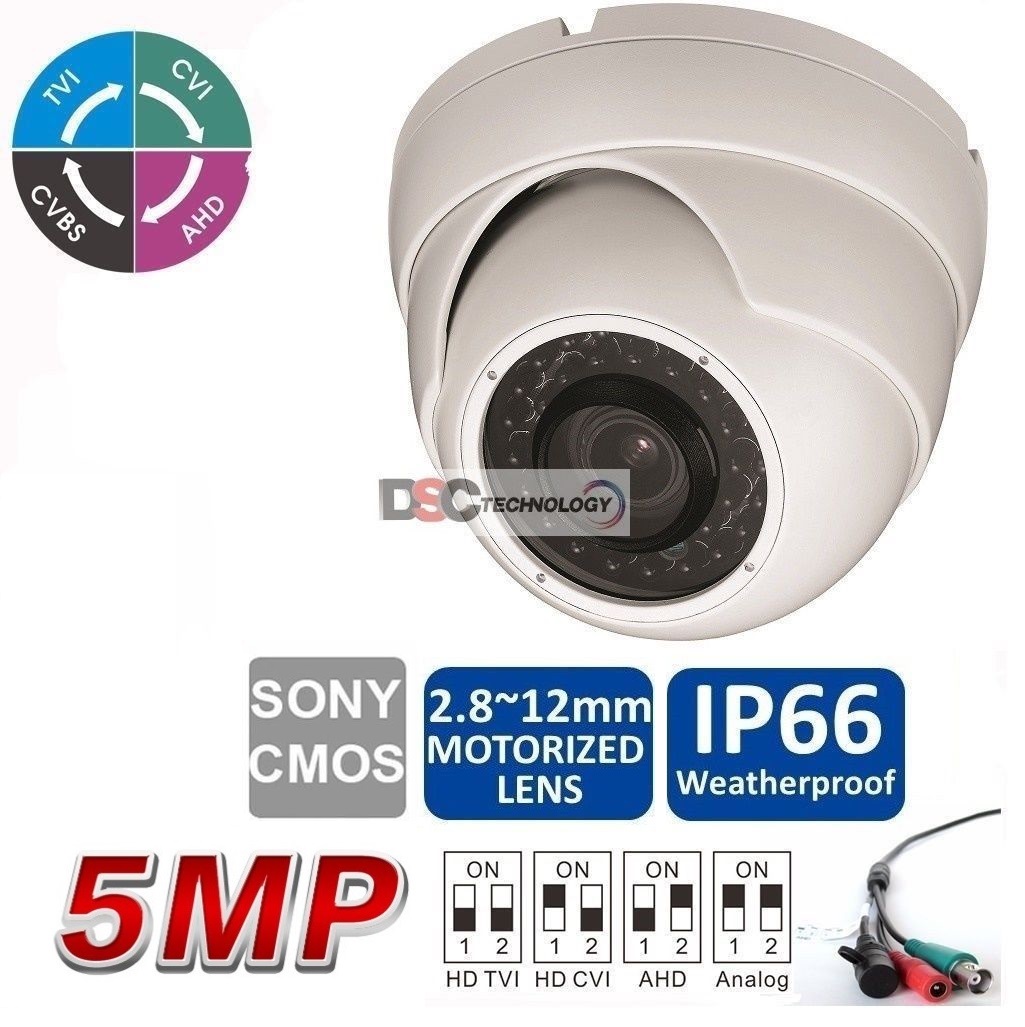 5MP 2.8-12mm Motorized Lens IR-Dome CVI/TVI/AHD Camera
