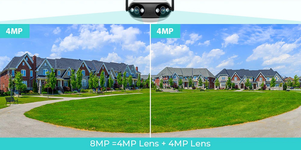 (image for) Wifi/PoE Panoramic 8MP 180° Dual Lens Full Color IR IP Camera Bullet iCSee/XMEYE