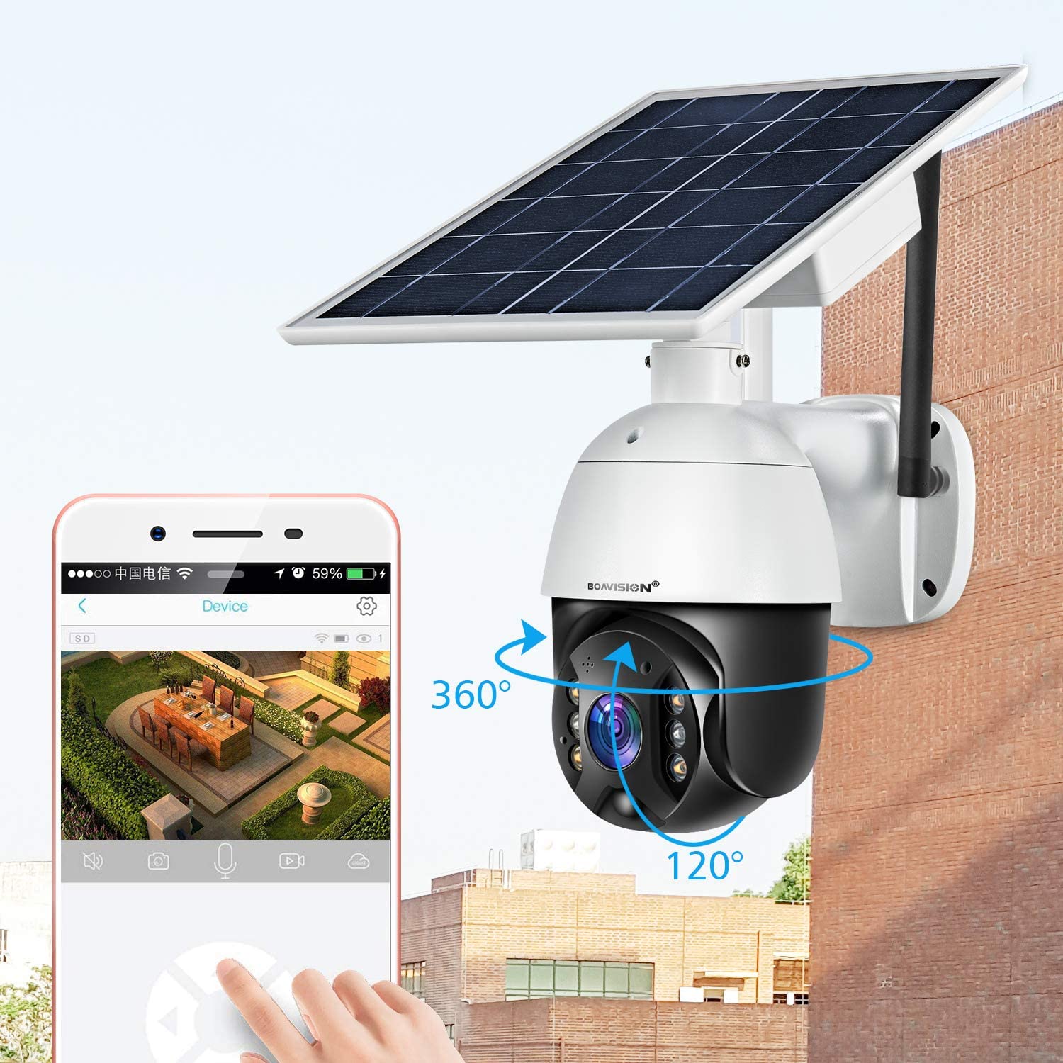 (image for) Cellular 4G 5MP LTE Wireless Outdoor PTZ Security Camera with Solar Battery Power