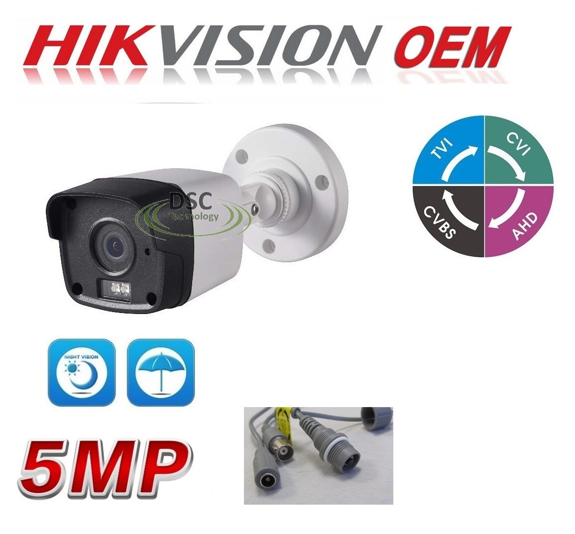5MP (TVI)/ 4MP CVI AHD HD Matrix IR Security Bullet Camera BNC
