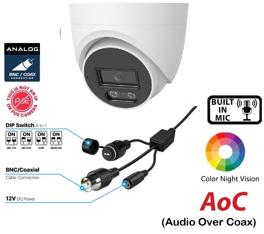 8MP/5MP/1080P Warm Light Audio in TVI/CVI/AHD/CVBS Dome camera 2.8mm lens (image for) 8MP/5MP/1080P Warm Light Audio in TVI/CVI/AHD/CVBS Dome camera 2.8mm lens