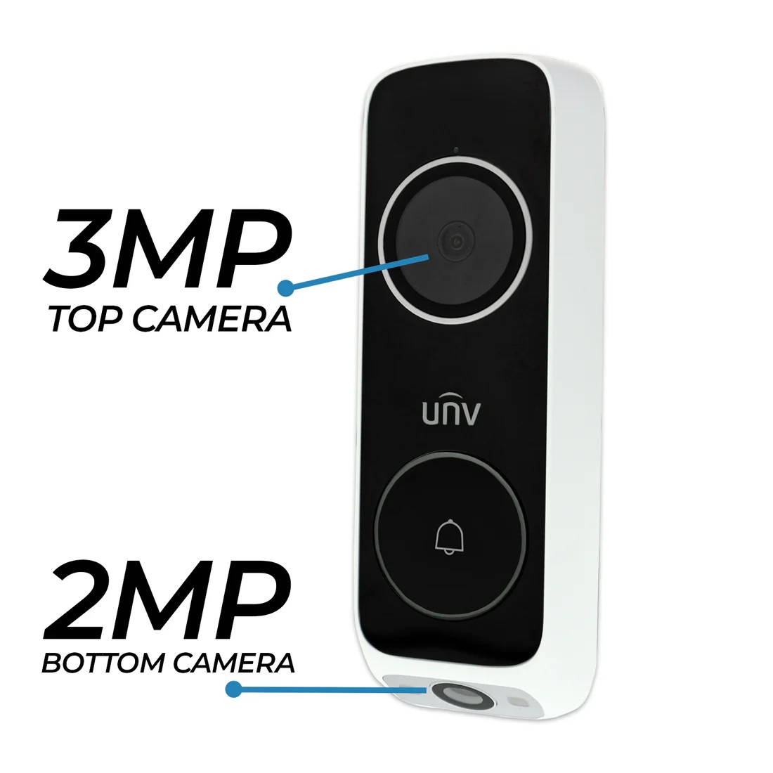 (image for) HD 3MP + 2MP Dual Lens Weatherproof Video Doorbell Wi-Fi Security Camera w/ 2-Way Audio, Human Body & Package Detection (ED-525B-WB)