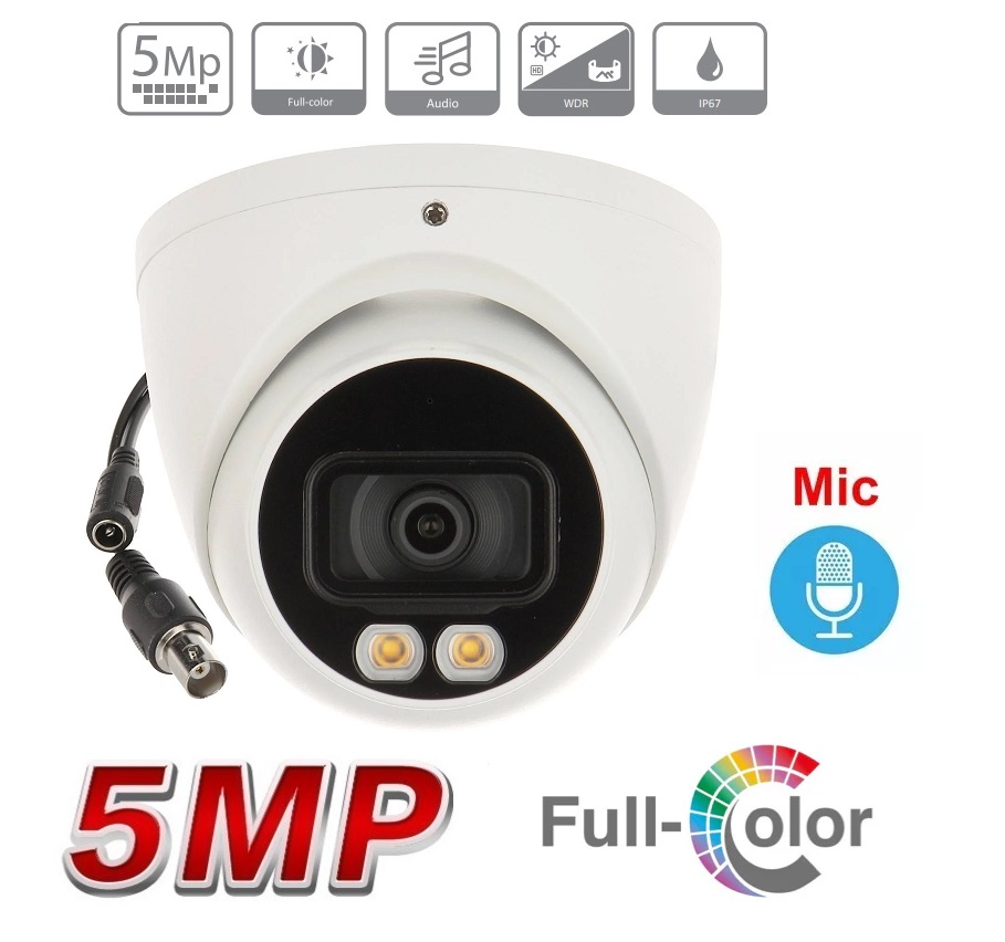 5MP Smart Dual Illuminators Eyeball Camera 2.8mm Lens, IR (131ft) Warm LED (131ft) Night Color Built in mic DWDR Starlight 12V DC (image for) 5MP Smart Dual Illuminators Eyeball Camera 2.8mm Lens, IR (131ft) Warm LED (131ft) Night Color Built in mic DWDR Starlight 12V DC