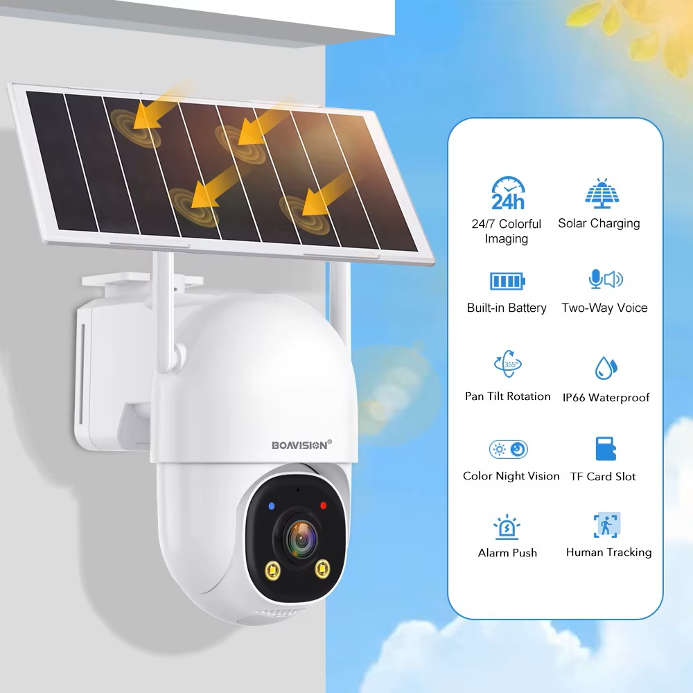 (image for) 2K AOV Solar Camera Outdoor Wireless WiFi, 2.4GHz&5Ghz WiFi Security Camera,Color Night Vision, Smart 24/7 Recording, Auto-Tracking, IP66
