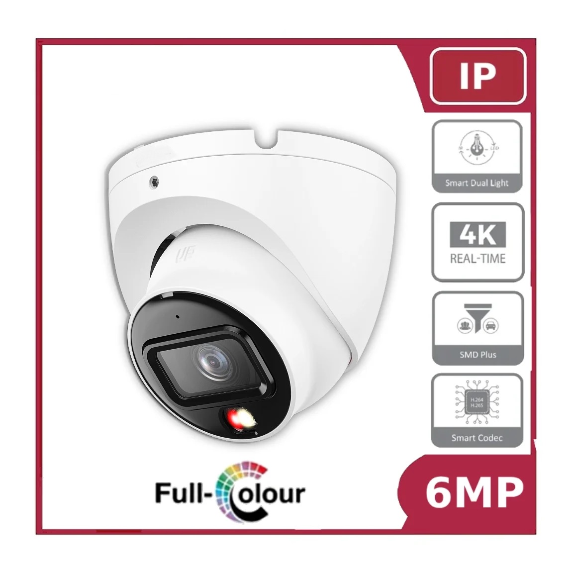 Dahua 6MP Smart Dual Light Fixed Eyeball IP Camera, 2.8mm Lens (image for) Dahua 6MP Smart Dual Light Fixed Eyeball IP Camera, 2.8mm Lens