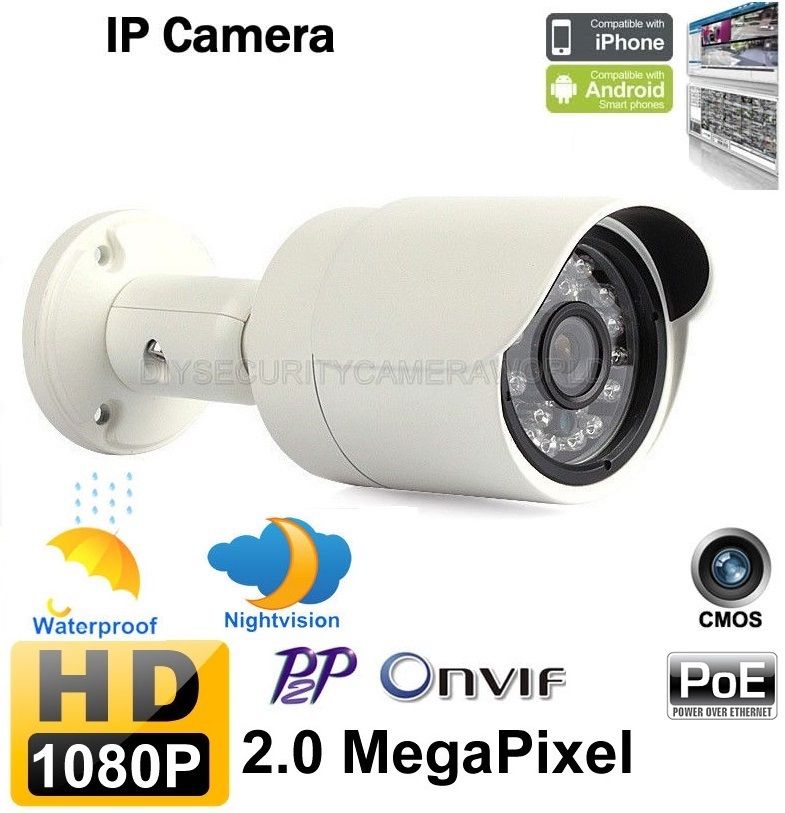 1080P 2.0MP POE Bullet IP Security Camera 3.6mm Lens Onvif - Click Image to Close