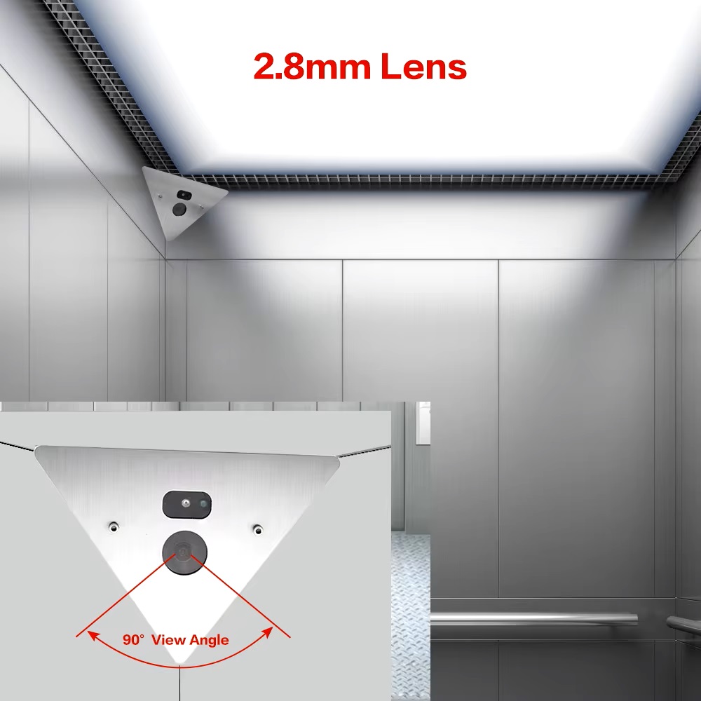 (image for) 4K 8MP HD IR Corner Mount Elevator Onvif IP Camera With Built-in Audio POE/12VDC