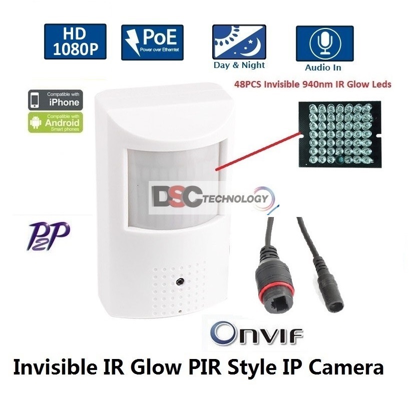 1080P 2MP Indoor Audio Security PIR Style IP IR Camera 12VDC/PoE