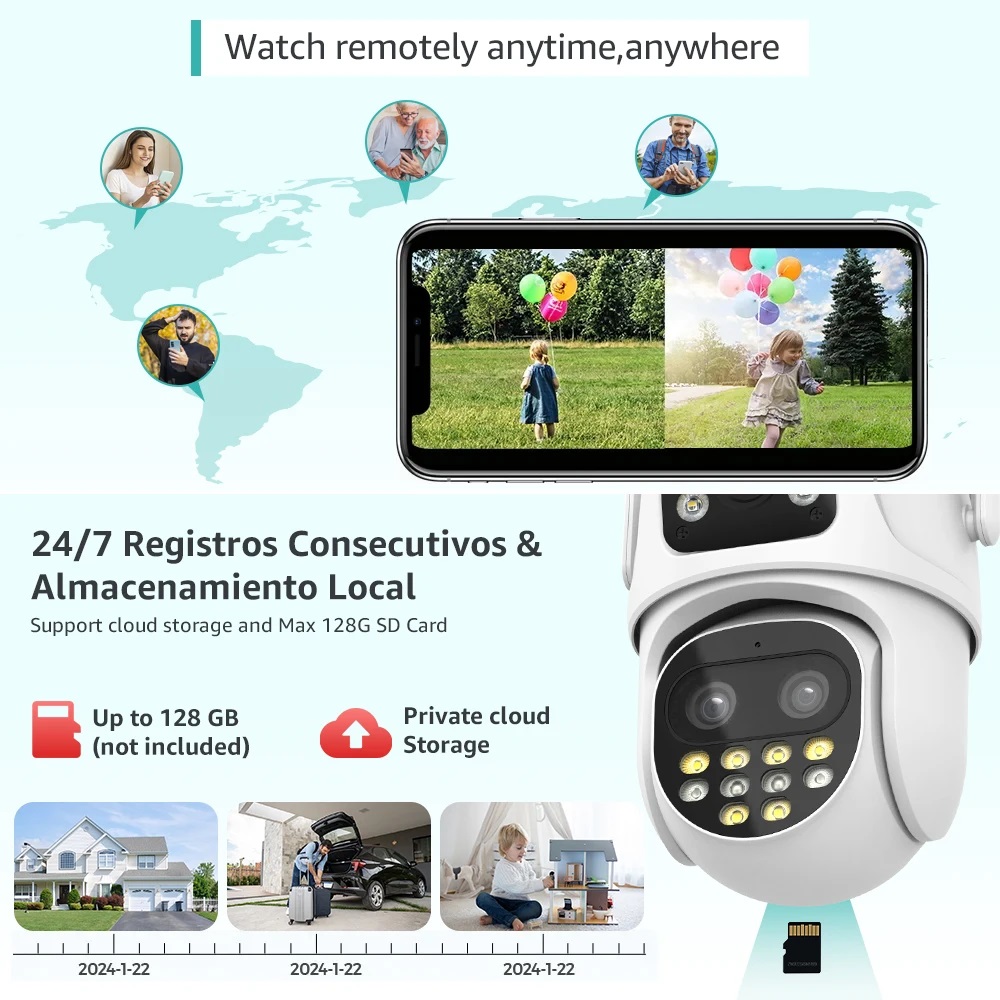 (image for) Wifi Surveillance Camera Outdoor PTZ 9MP Three lens 8X Digital Zoom AI Auto Tracking Humanoid Detection 8MP Security Camera