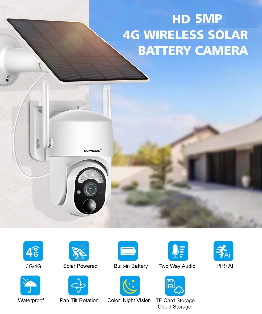 (image for) 4G LTE Cellular Solar Security Camera Wireless Outdoor, Alert PTZ Cameras with 5MP HD Night Vision, PIR Motion Sensor, 2 Way Audio, No WiFi Needed Security Camera - Click Image to Close