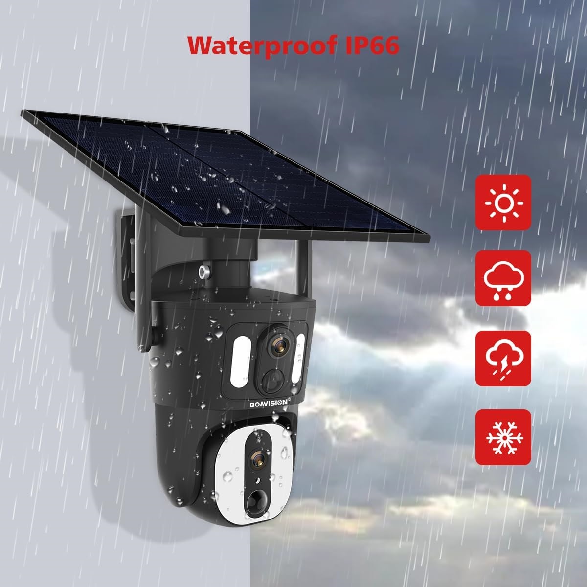 (image for) Outdoor 4G Sim Card Solar Panel Camera 4MP+4MP Dual Lens Dual Screen PIR Human Detection Color Night Vision Security Camera