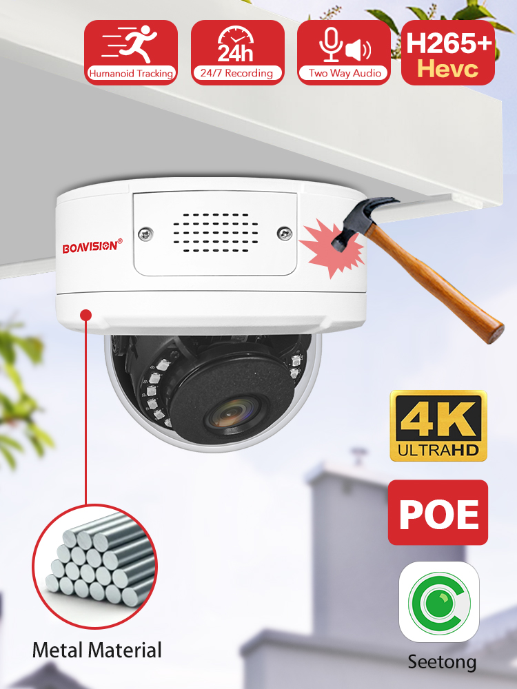 (image for) Ultra HD 8MP 4K Security Camera Two Way Audio TF Card Slot Humanoid Detection H.265 POE Surveillance Camera