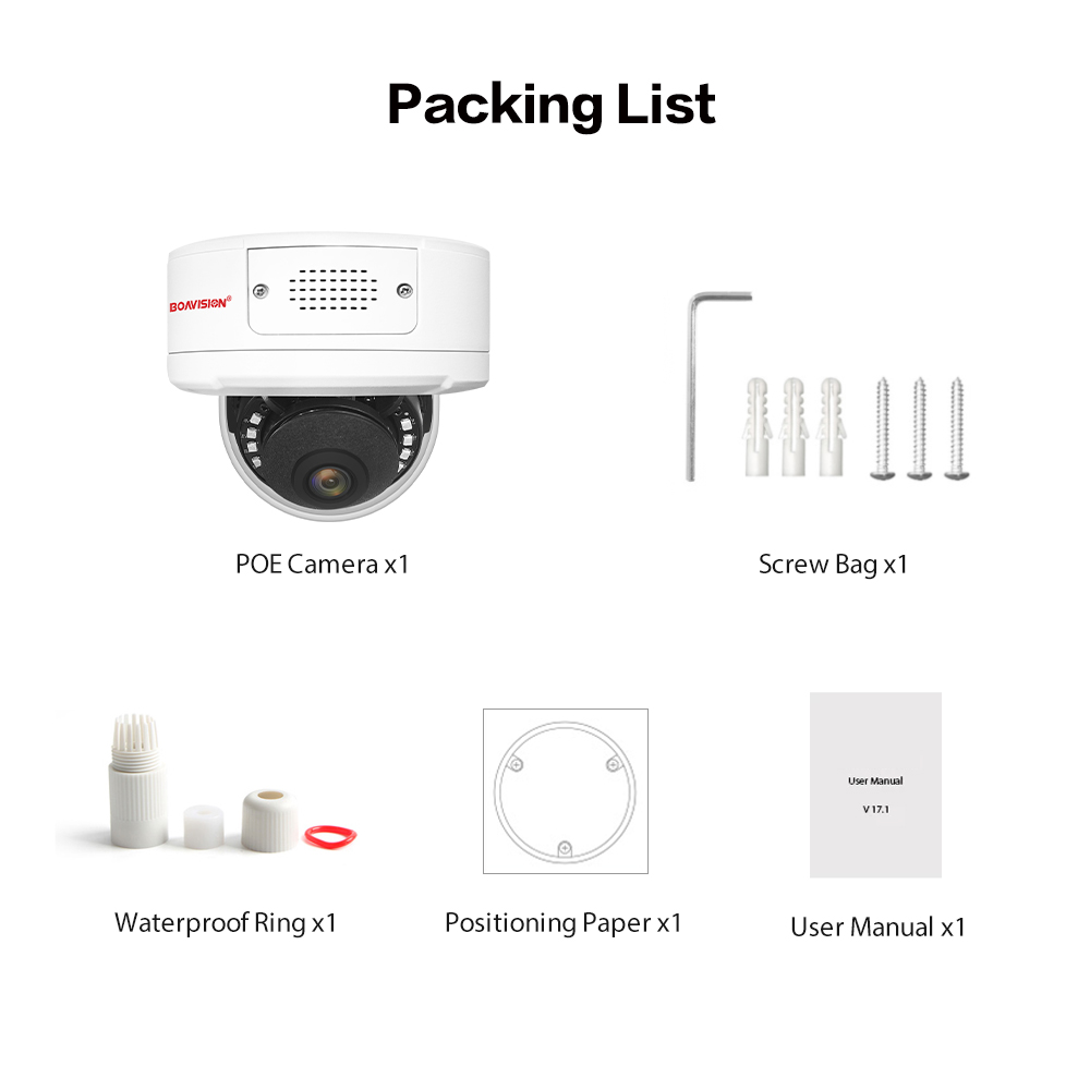 (image for) Ultra HD 8MP 4K Security Camera Two Way Audio TF Card Slot Humanoid Detection H.265 POE Surveillance Camera