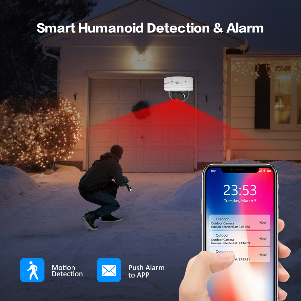(image for) Ultra HD 8MP 4K Security Camera Two Way Audio TF Card Slot Humanoid Detection H.265 POE Surveillance Camera