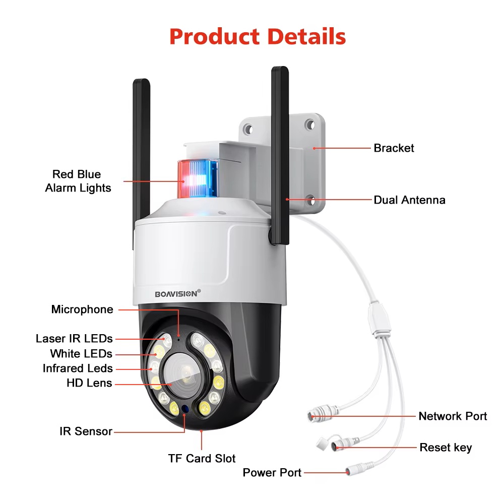 (image for) 5MP 20X Zoom Wifi/PoE IP PTZ Camera Sound and Light Alarm Camera CamHipro