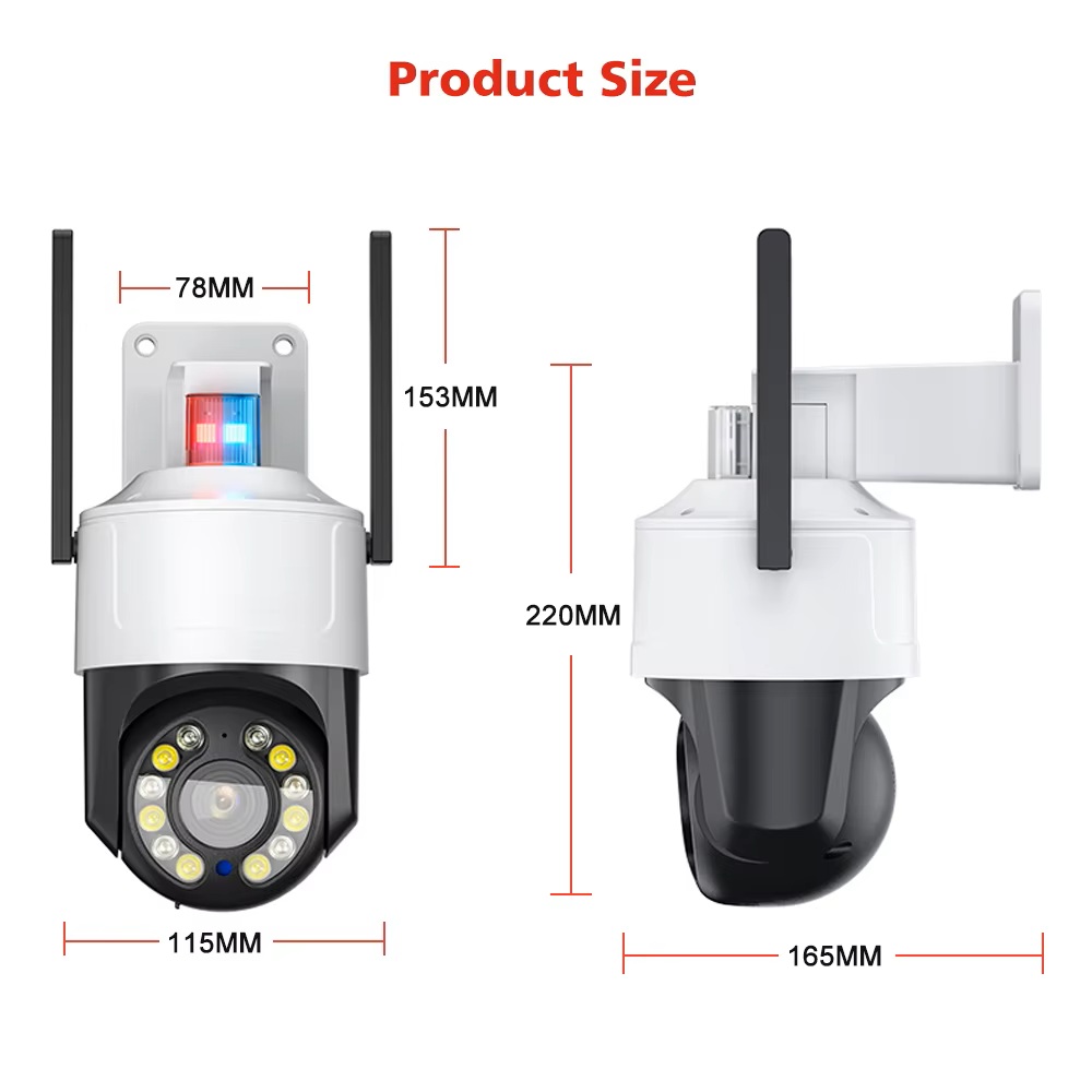 (image for) 5MP 20X Zoom Wifi/PoE IP PTZ Camera Sound and Light Alarm Camera CamHipro