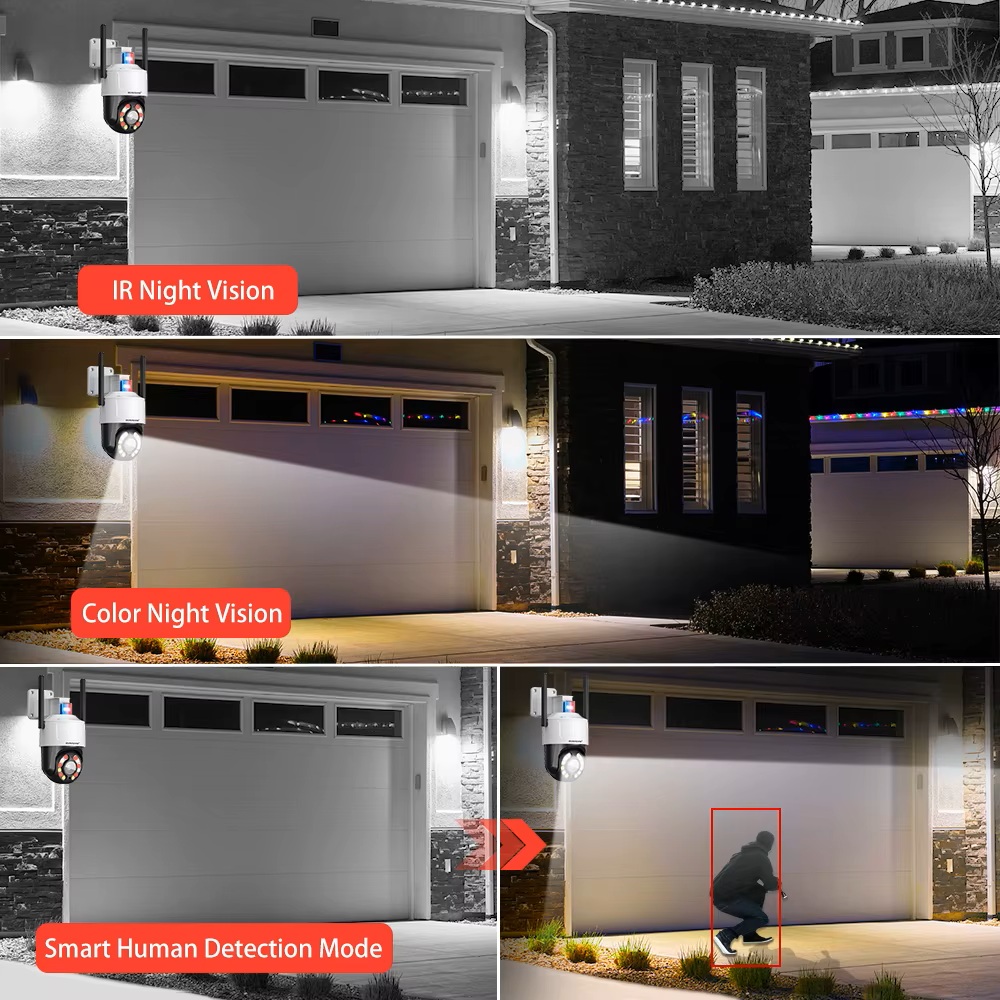 (image for) 5MP 20X Zoom Wifi/PoE IP PTZ Camera Sound and Light Alarm Camera CamHipro