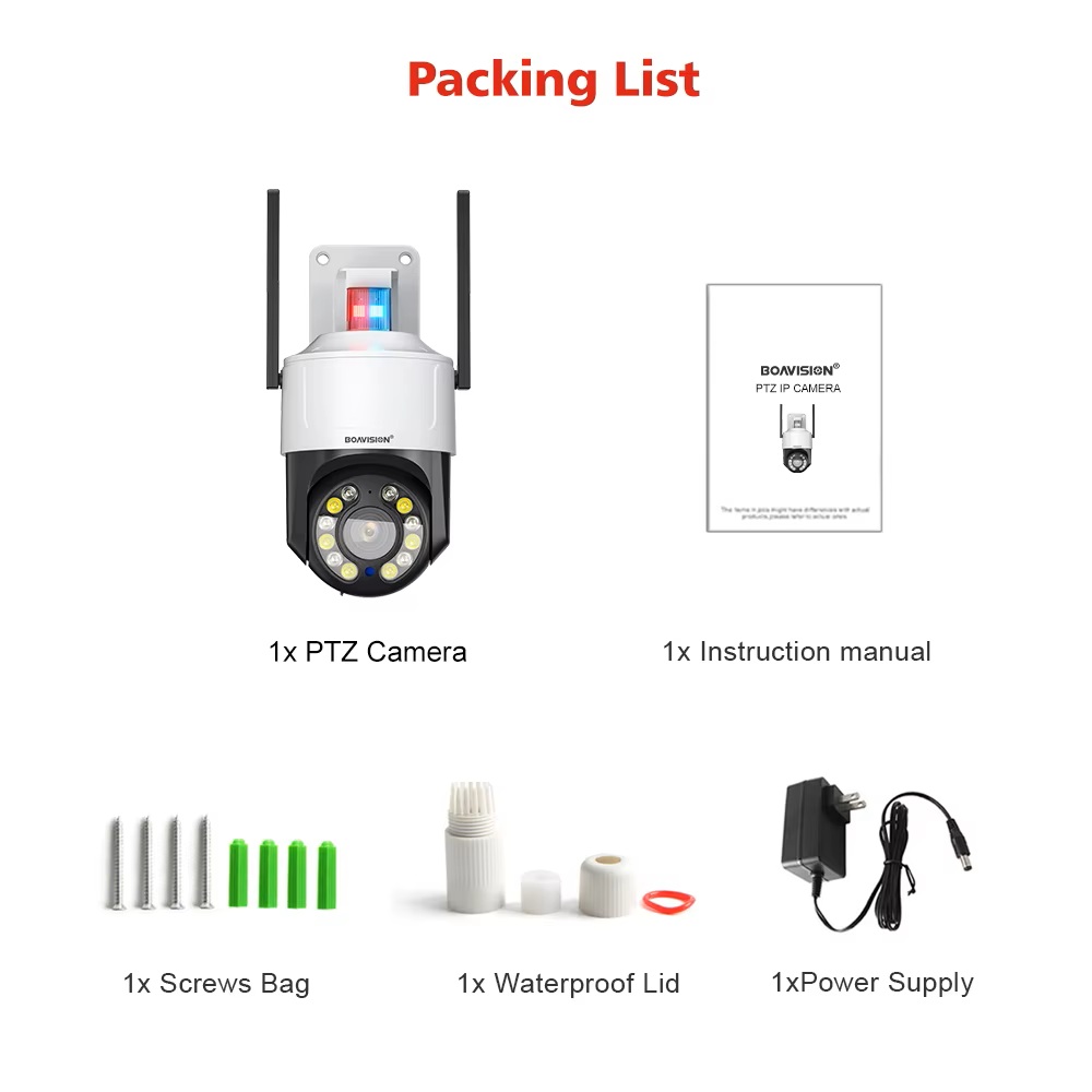 (image for) 5MP 20X Zoom Wifi/PoE IP PTZ Camera Sound and Light Alarm Camera CamHipro