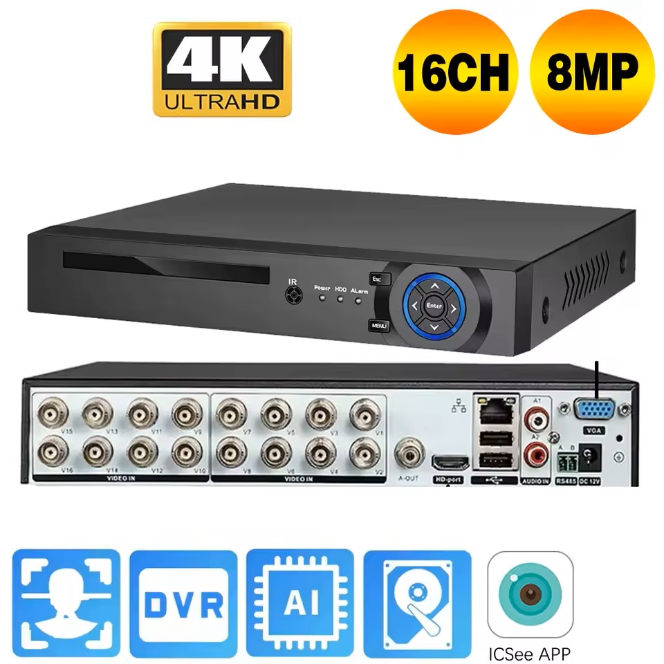 (image for) 16CH 5IN1 4K/8MP DVR H.265+ Digital Video Recorder for CCTV BNC Security Camera