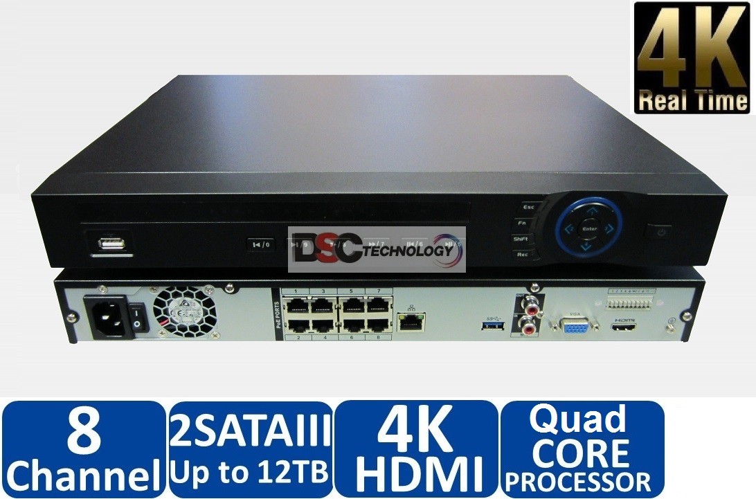 Dahua 4K 8 Channel PoE Network Video Recorder, NVR4208-8P-4KS2