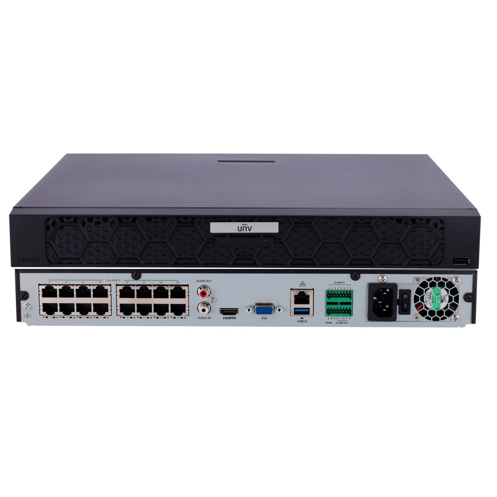 (image for) UNV 16MP UltraHD 16-Channel Network Video Recorder with 2 Hard Drive Bays and Intelligent Video Analytics (NVR502-16B-P16-IQ)