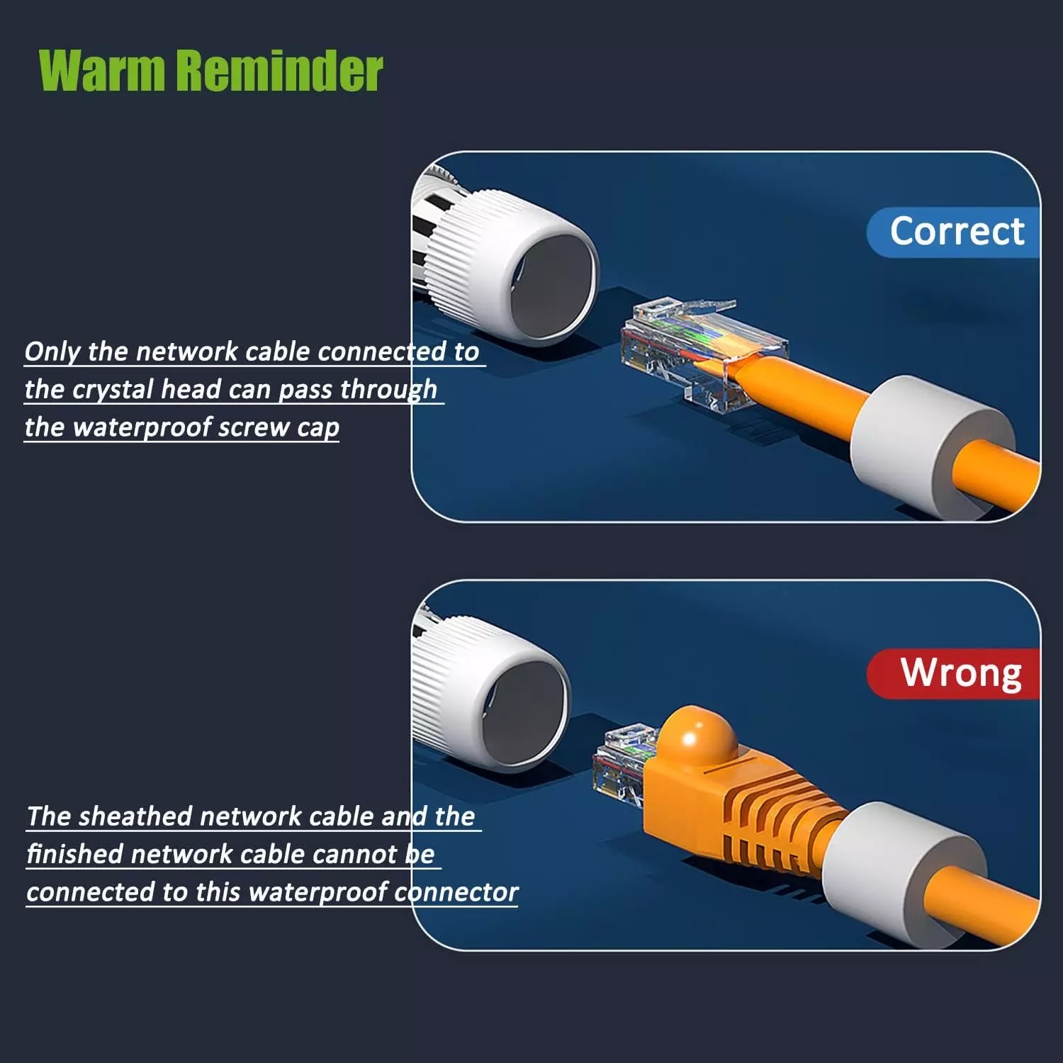 (image for) Ethernet Splitter Waterproof POE Combiner Splitter Adapter Run 2 IP Camera on 1 Network RJ45 Splitter Cable Cable