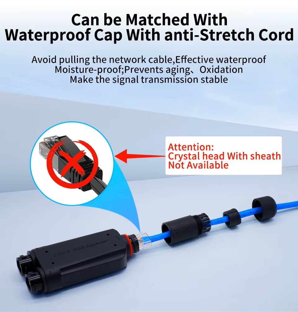 (image for) 2 Port Waterproof POE Repeater IP66 10/100Mbps 1 to 2 PoE Extender