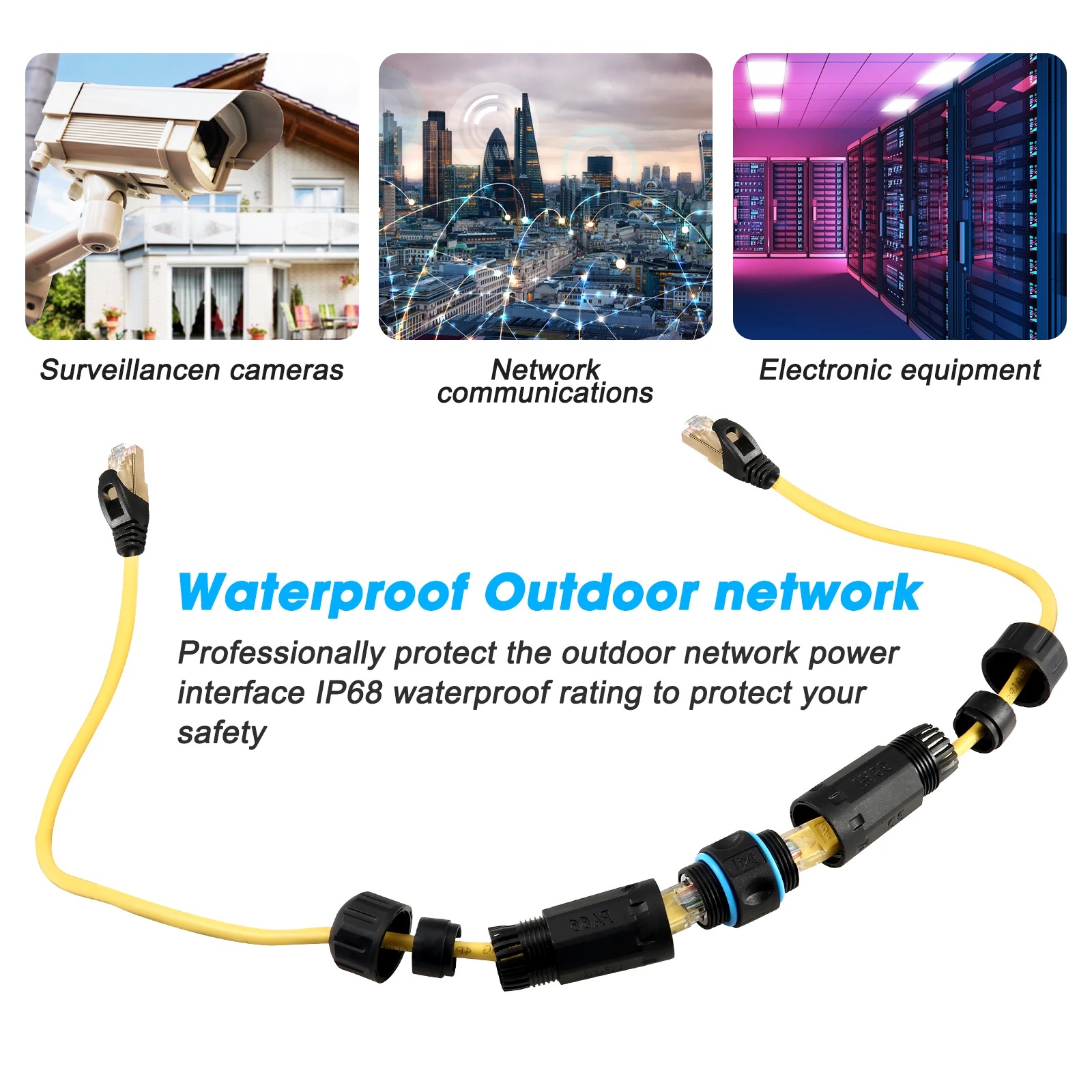(image for) CAT6 CAT5e Inline Shielded Female RJ45 Outdoor Waterproof Cable Coupler