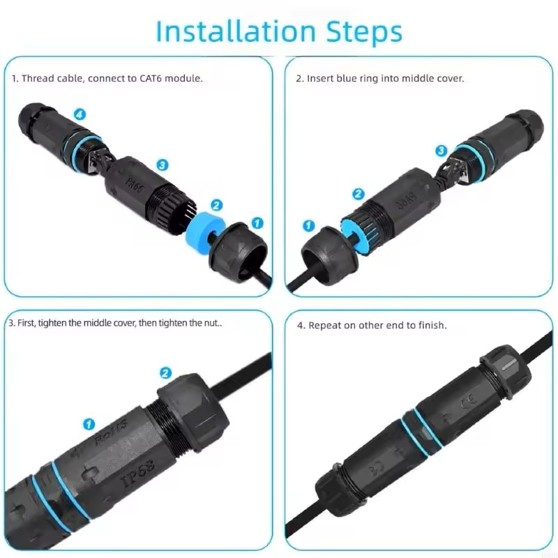 (image for) CAT6 CAT5e Inline Shielded Female RJ45 Outdoor Waterproof Cable Coupler