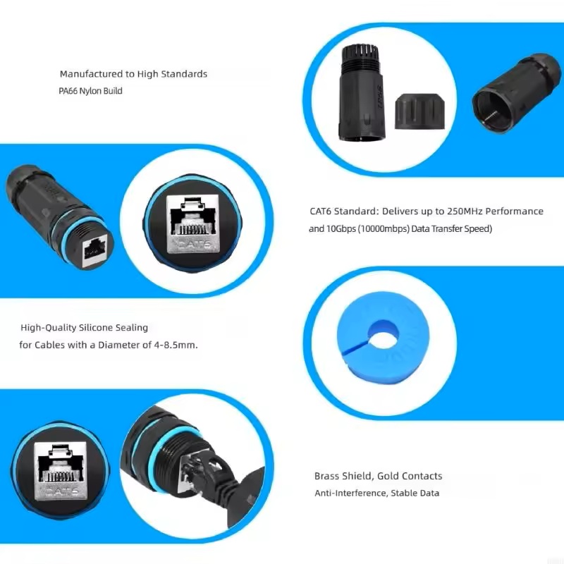(image for) CAT6 CAT5e Inline Shielded Female RJ45 Outdoor Waterproof Cable Coupler