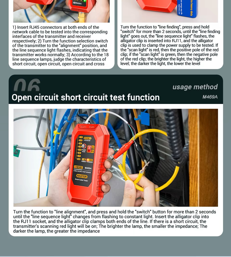 (image for) Cable Tracer Ethernet Network Cable Tester RJ45 RJ11 - Wire Toner Tracker