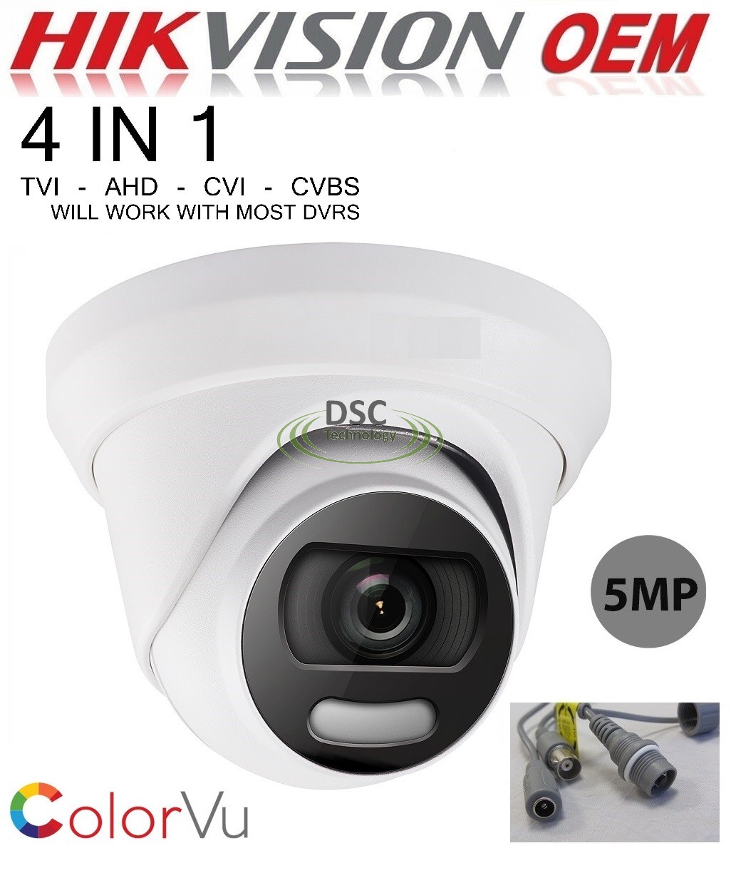 5MP ColorVu Fixed Turret Camera (switchable TVI/AHD/CVI/CVBS) - Click Image to Close