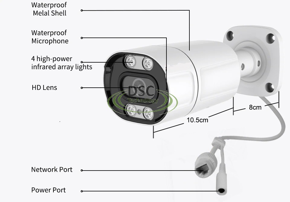 5MP PoE AI Bullet Camera FULL COLOR Night Vision 2.8mm lens